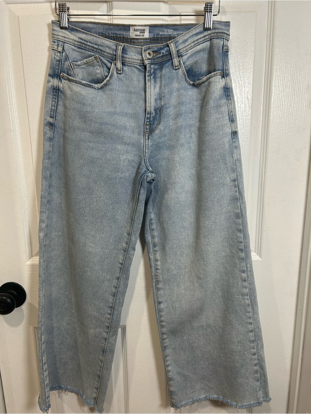 Kensie Light Blue Wide Leg Jeans with Raw Hem